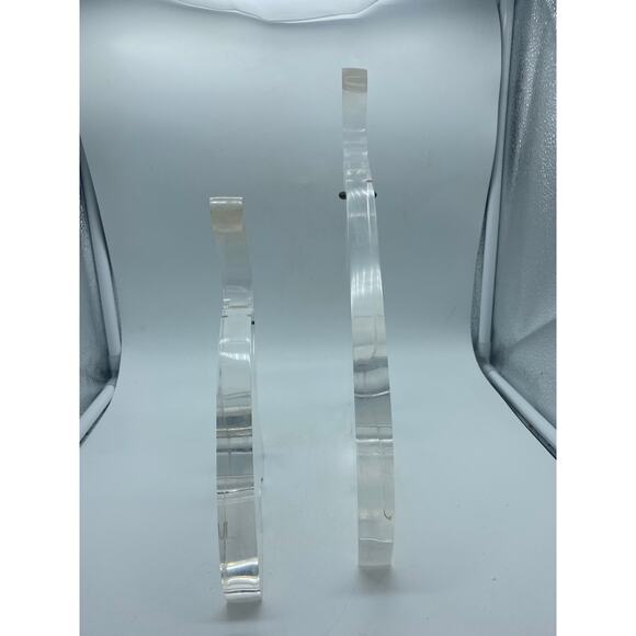 Vintage Two Lucite Elephants Minimalism Unsigned 12 inch and‎ 9-inch Brass eyes - Picture 6 of 10